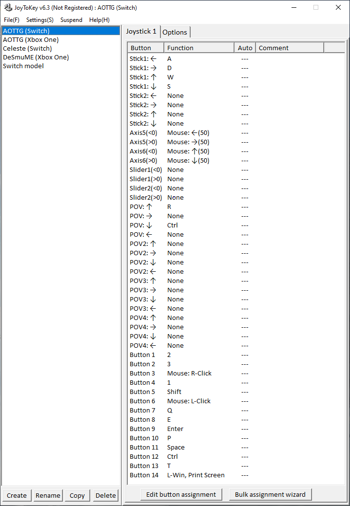 Configuration JoyToKey pour AoTTG